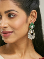 Thumbnail for Nuyug 22K Gold-Plated Zircon Studded & Pearl Teardrop Shaped Dangler Earrings