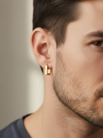 Thumbnail for NVR Men's Set of 3 Multicolour Geomatric Shaped Hoop Earrings - Distacart