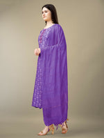 Thumbnail for Jyoti Fashion Women's Purple Rayon Embroidery & Sequence work Kurta with Trouser & Dupatta - Distacart