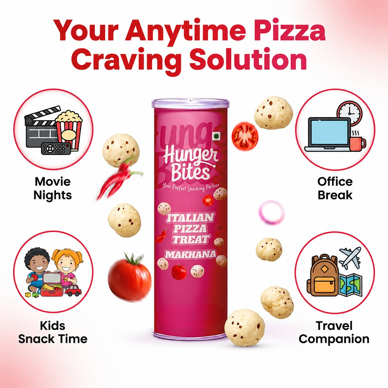 Hunger Bites Italian Pizza Treat Makhana - Dista