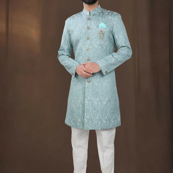 Joban Fashion Men's Green Woven Jacquard Kurta with Pyjama - Distacart