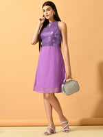 Thumbnail for Myshka Women's Lavender Empire Party Dress - Distacart