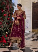 Thumbnail for Prazu Fashion Wine Georgette Embroidered Salwar Suit