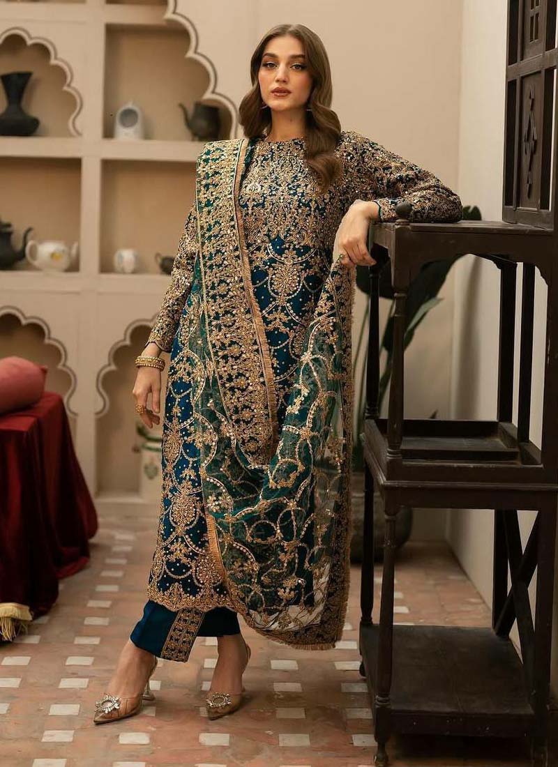 Prazu Fashion Rama Green Georgette Sequence Salwar Suit - Distacart