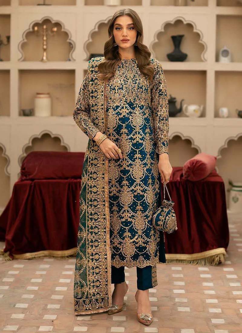 Prazu Fashion Rama Green Georgette Sequence Salwar Suit - Distacart