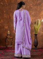 Thumbnail for Prazu Fashion Lavender Chinon Silk Embroidered Codding Work Plazzo Suit