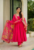 Prazu Fashion Designer Red Chinon Silk Anarkali Suit - Distacart