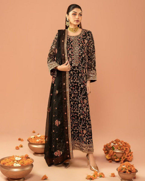 Prazu Fashion Black Faux Georgette Sequence Salwar Suit