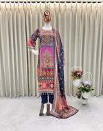 Thumbnail for Prazu Fashion Multi Color Chinon Silk Printed Salwar Suit