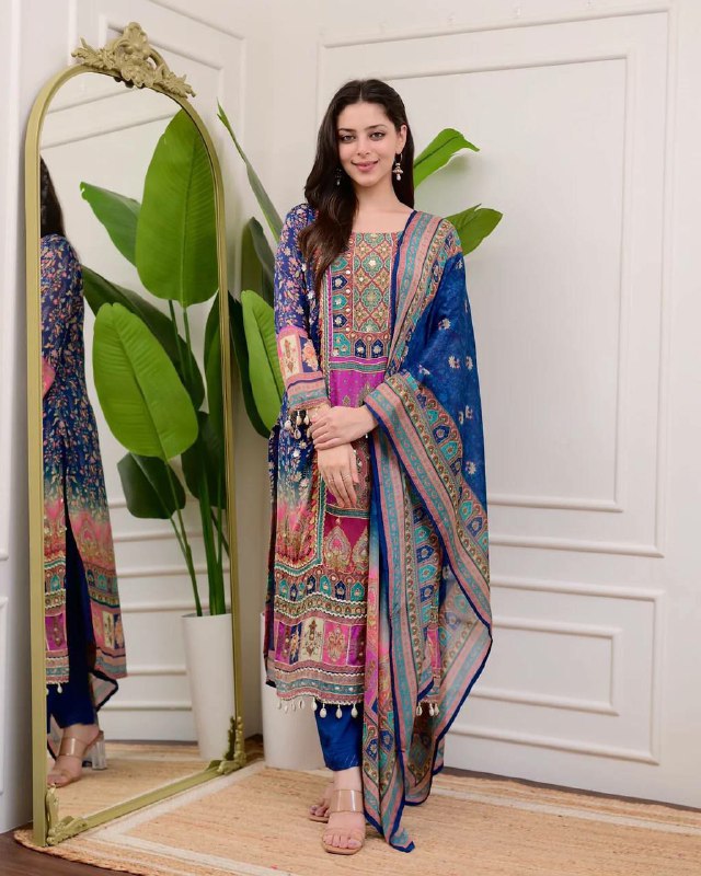Prazu Fashion Multi Color Chinon Silk Printed Salwar Suit - Distacart
