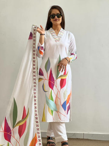 Prazu Fashion Off White Muslin Cotton Printed Salwar Suit - Distacart