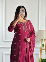 Thumbnail for Prazu Fashion Maroon Georgette Embroidered Salwar Suit