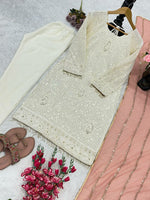 Thumbnail for Prazu Fashion Off White Georgette Embroidered Salwar Suit
