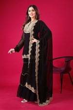 Thumbnail for Prazu Fashion Black Georgette Embroidered Plazzo Suit
