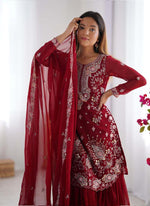 Thumbnail for Prazu Fashion Blue Georgette Sequence Sharara Suit