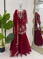 Thumbnail for Prazu Fashion Blue Georgette Sequence Sharara Suit