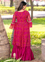 Thumbnail for Prazu Fashion Pink Bandhej Embroidered Top With Lehenga