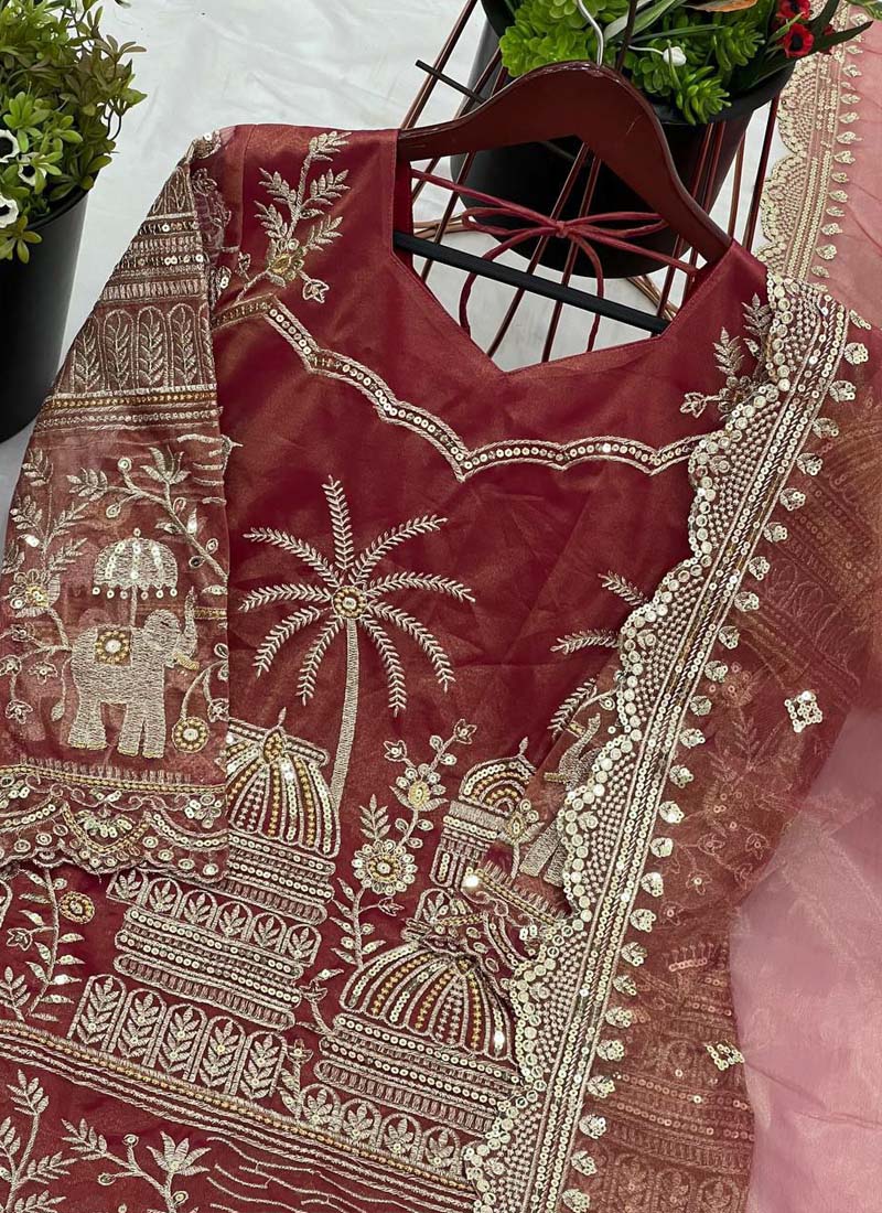 Prazu Fashion Gajri Organza Embroidered Palazzo Suit