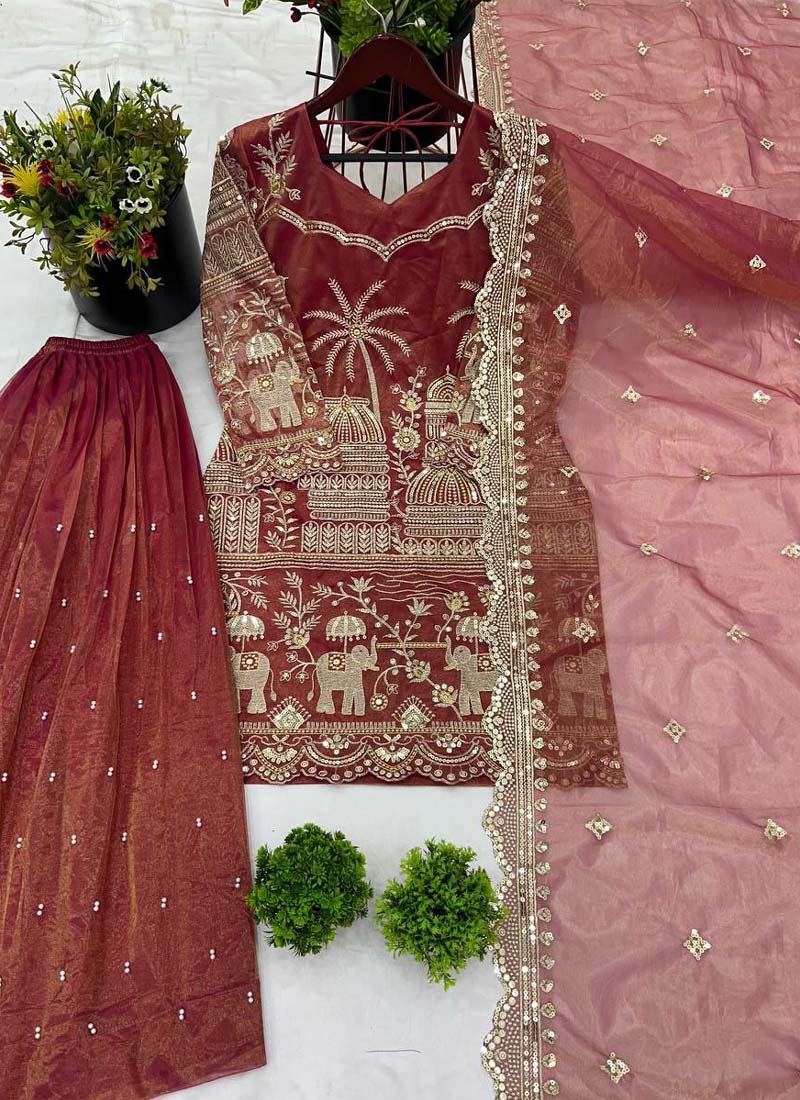 Prazu Fashion Gajri Organza Embroidered Palazzo Suit