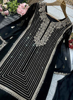 Thumbnail for Prazu Fashion Black Georgette Embroidered Salwar Suit