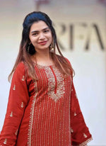 Thumbnail for Prazu Fashion Orange Georgette Embroidered Salwar Suit