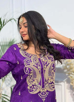 Thumbnail for Prazu Fashion Violet Chinon Silk Embroidered Salwar Suit