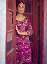 Thumbnail for Prazu Fashion Purple Chinon Silk Embroidered Sharara Suit