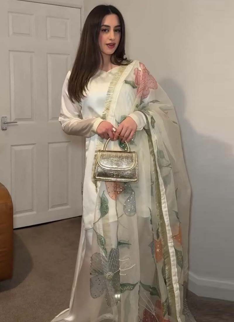 Prazu Fashion Off White Japan Satin Silk Designer Palazzo Suit