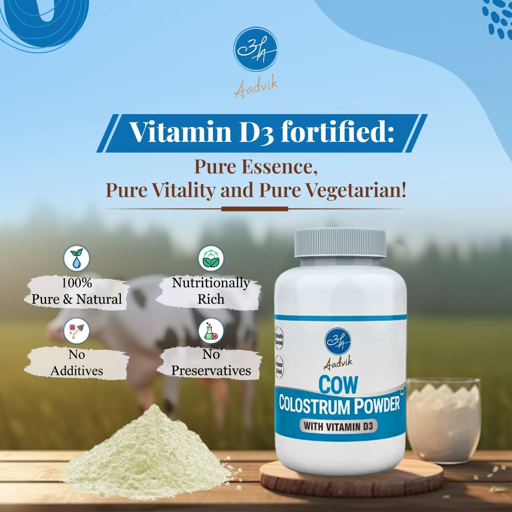 Aadvik Cow Colostrum Powder with 600 IU Vit D3 per serving - Distacart