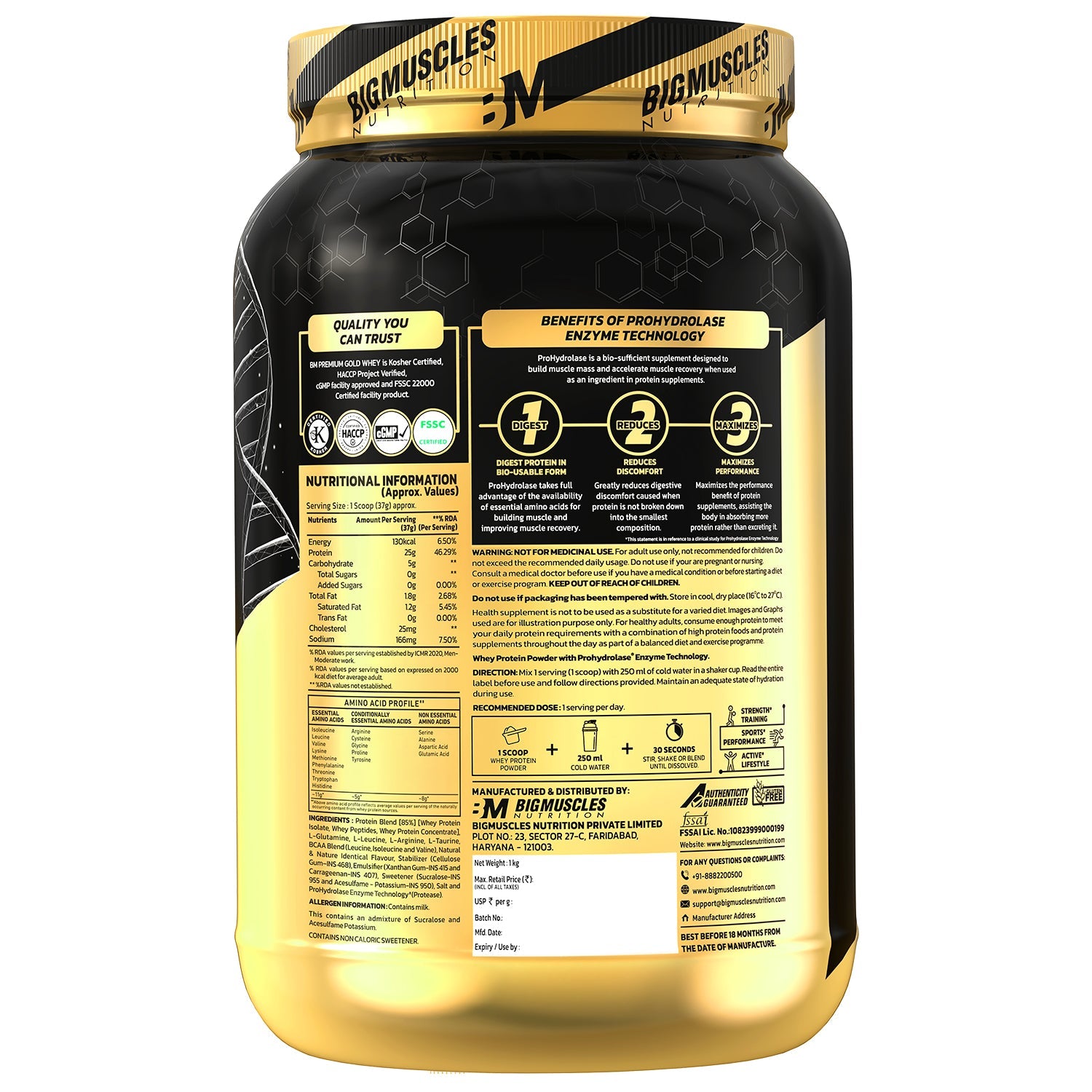 Big Muscles Nutrition Premium Gold Whey Protein - Distacart