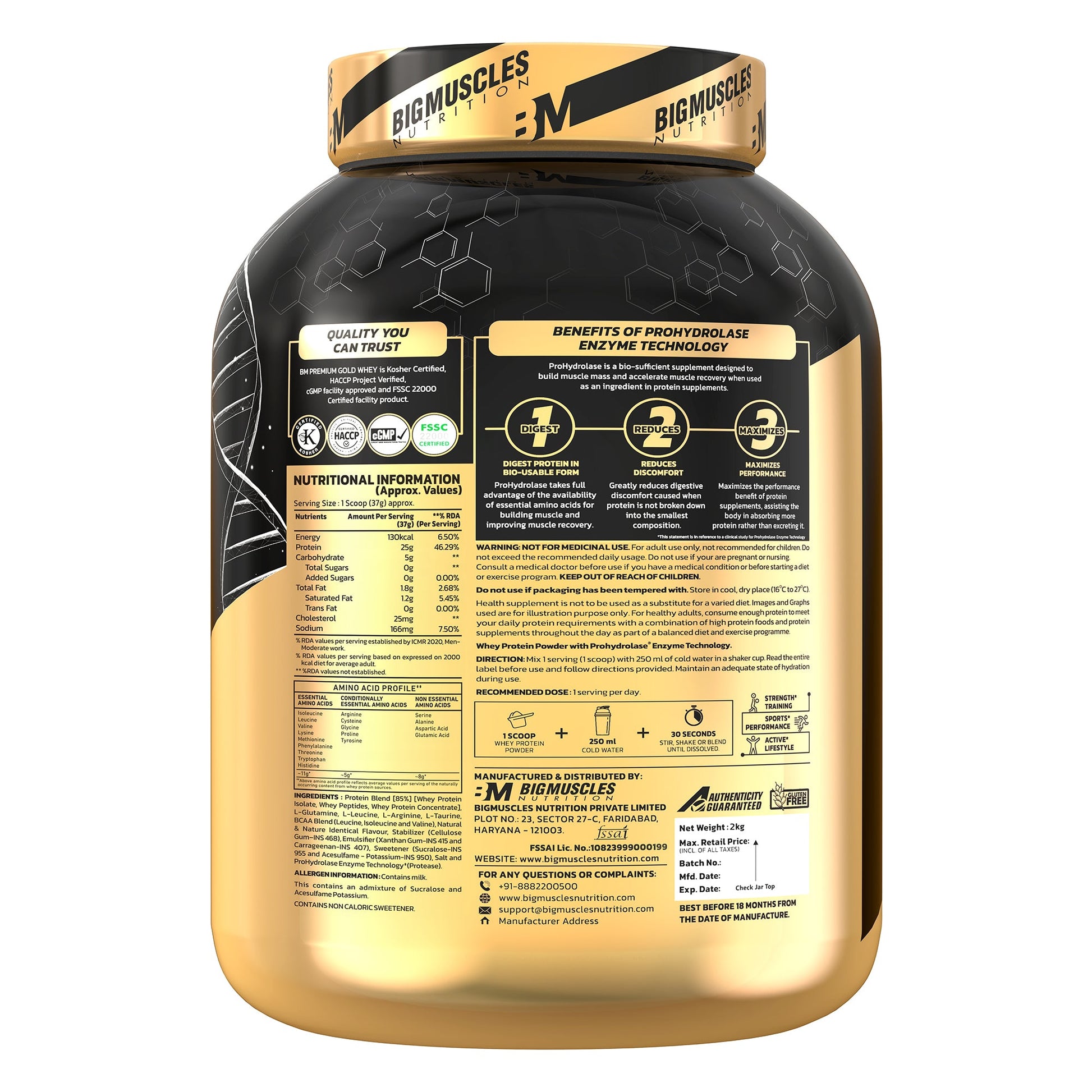Big Muscles Nutrition Premium Gold Whey Protein - Distacart