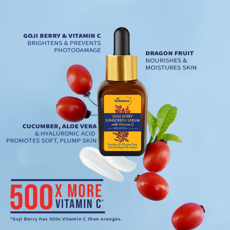 St.Botanica Goji Berry SPF50 PA+++ Serum With Goji Berry & Vitamin C For Youthful Glow - Distacart
