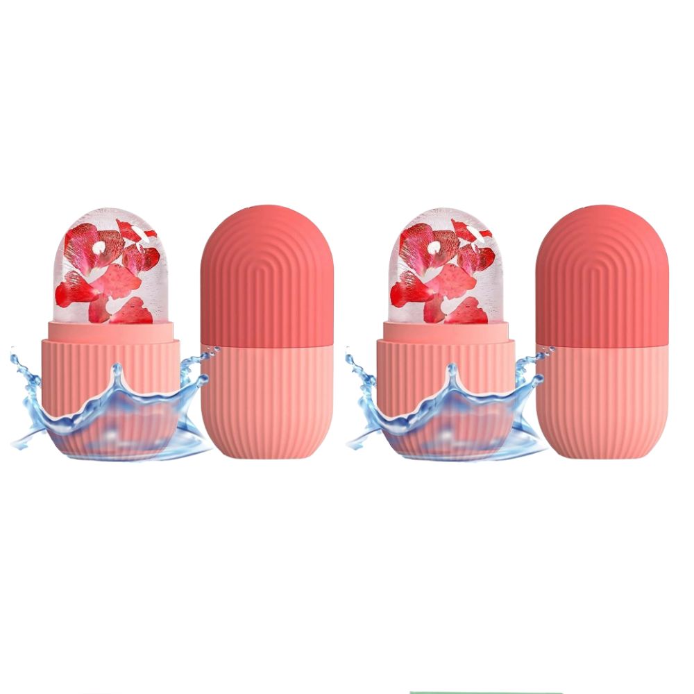 Ice Face Roller Silicone Facial Cube for Eyes Neck Massage Remove Dark Circle - Pink - Distacart