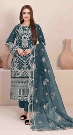 Thumbnail for Anaita Teal Faux Georgette Stitched Suit with Embroidery Work - Distacart