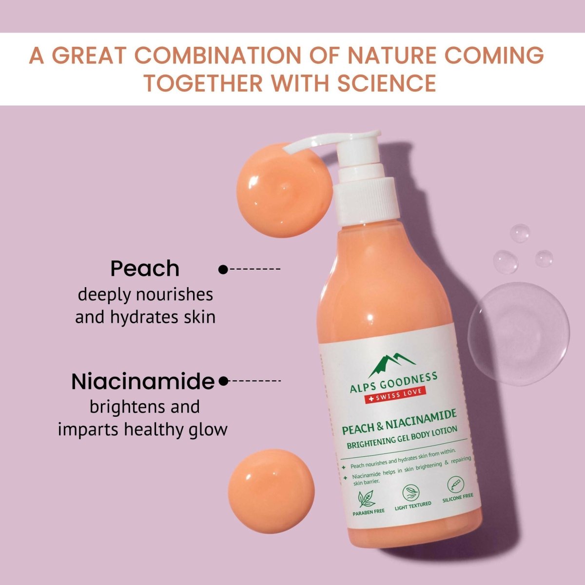Alps Goodness Peach & Niacinamide Brightening Gel Body Lotion - Distacart