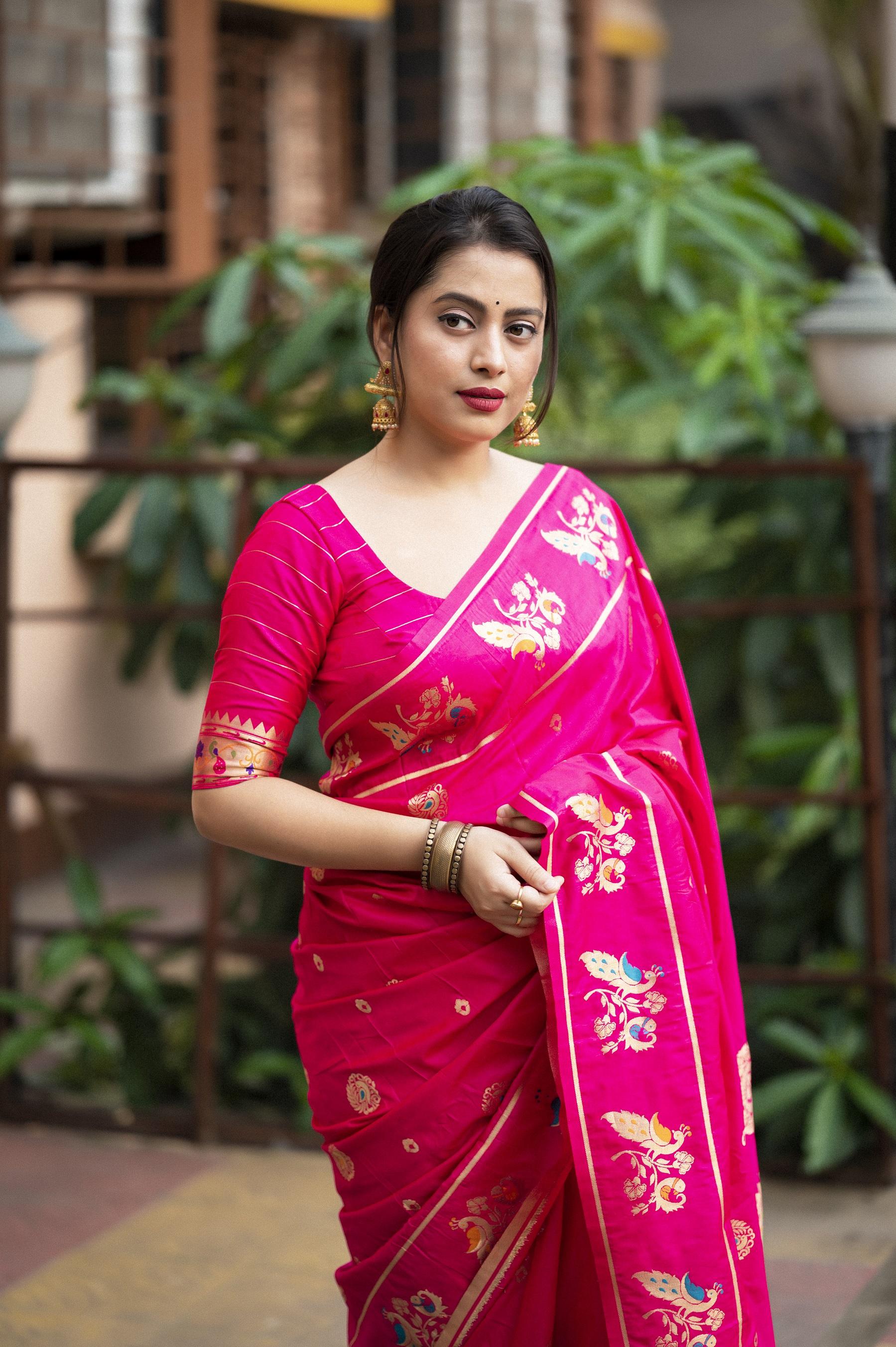 Rani Pure Silk Woven Design Saree with Unstitched Blouse - Hiral Fashion - Distacart