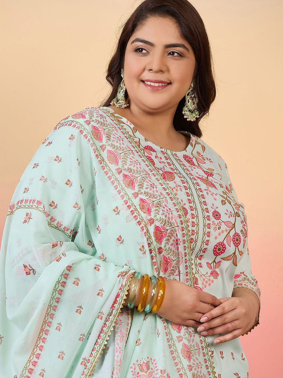 Sztori Women Floral Printed Regular Kurta with Trousers & With Dupatta - Distacart