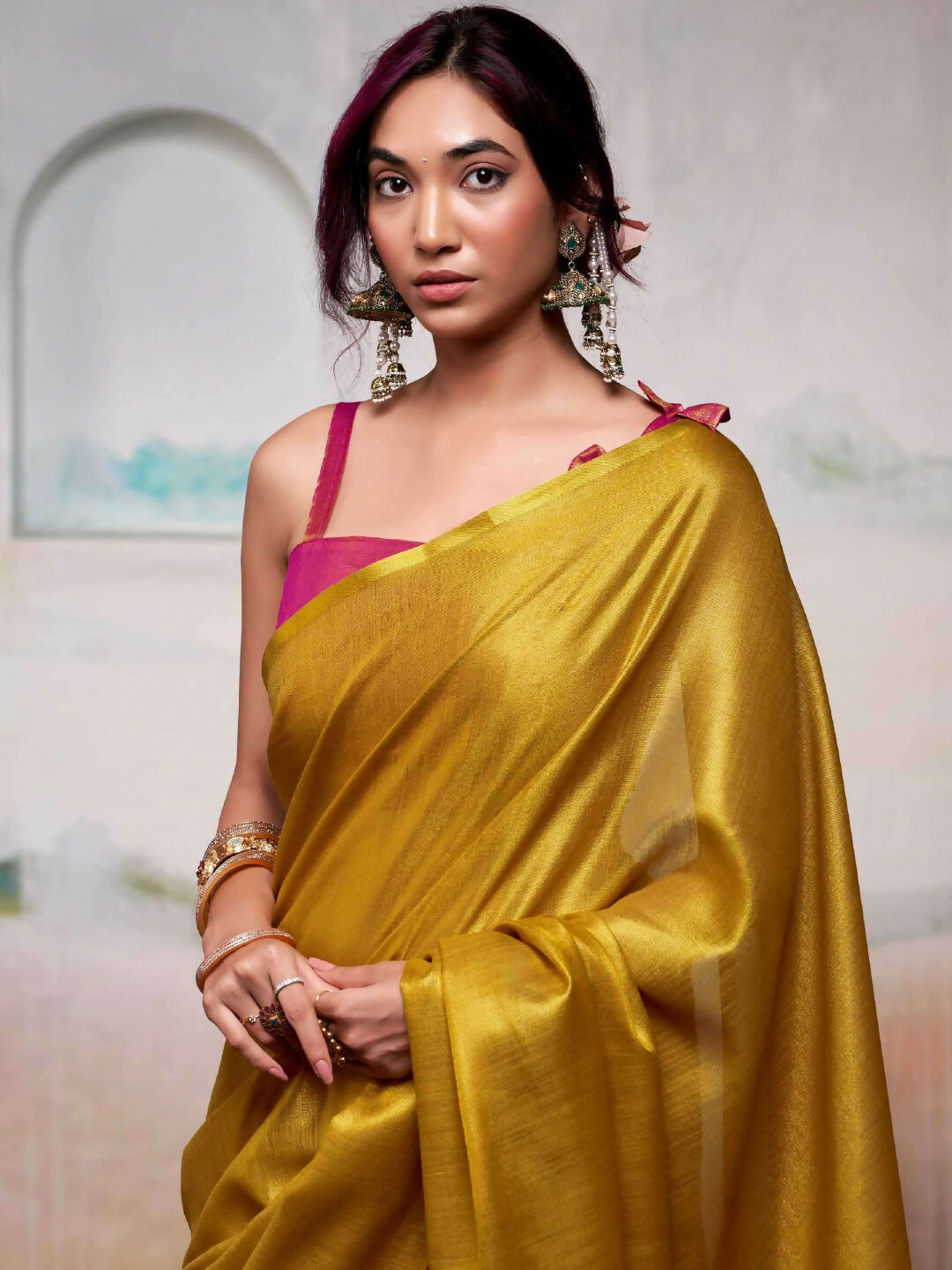 Astita Tissue Silk Yellow Saree