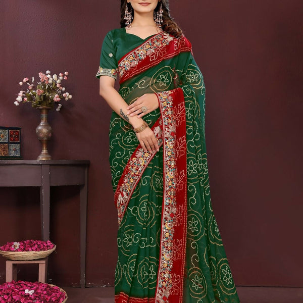 Ai Fashion Green Georgette Digital Print Party Wear Saree