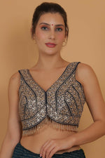 Thumbnail for Joban Fashion Silk Zari And Sequence Work Padded Blouse - Blue