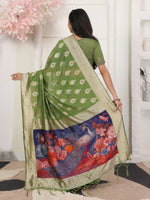 Thumbnail for Astita Linen Cotton Green Saree