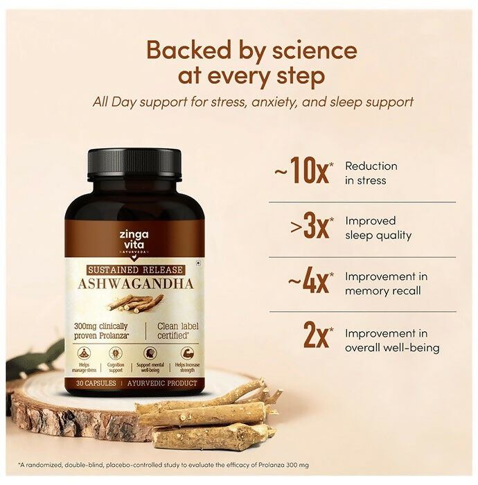 Zingavita Ayurveda Sustained Release Ashwagandha 300mg Capsules - Distacart
