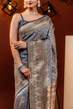 Thumbnail for Preksha Creation Banarasi Soft Silk Women Sky Blue Saree - Distacart