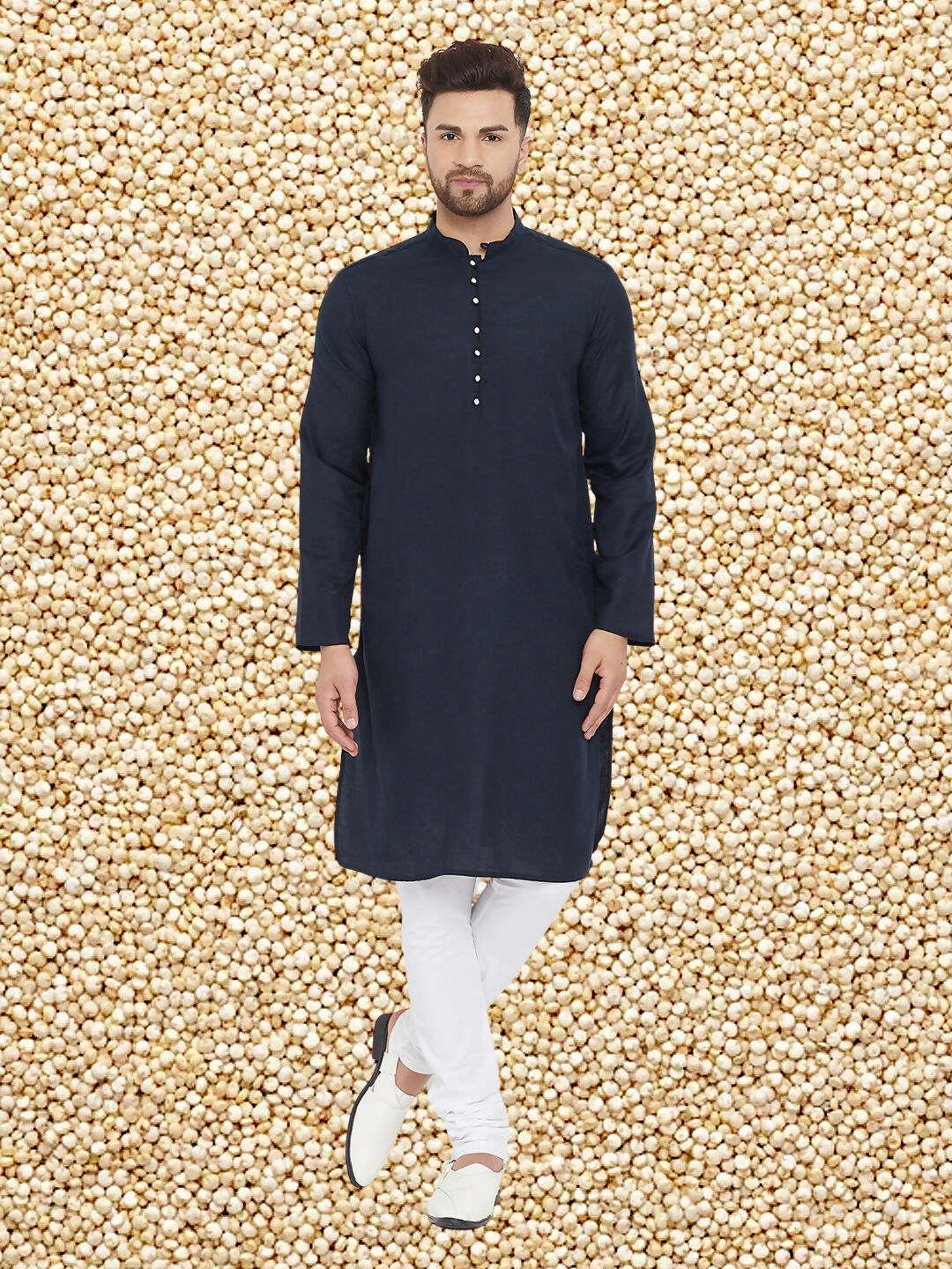Even Apparels Men's Pure Cotton Navy Kurta - Distacart