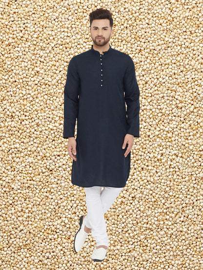 Even Apparels Men's Pure Cotton Navy Kurta - Distacart
