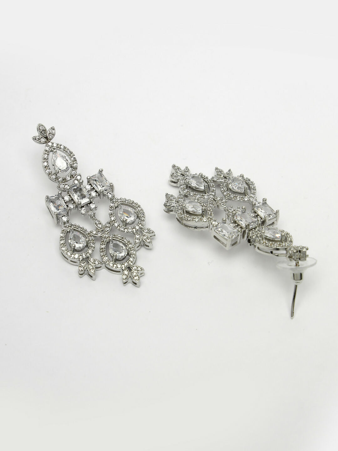 NVR Women's Silver-Plated Cubic Zirconia Studded Handcrafted Jewellery Set - Distacart