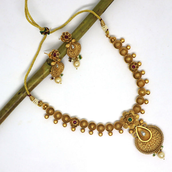 Joban Fashion Gold Pure Brass With Rajwadi Polish Necklace Set