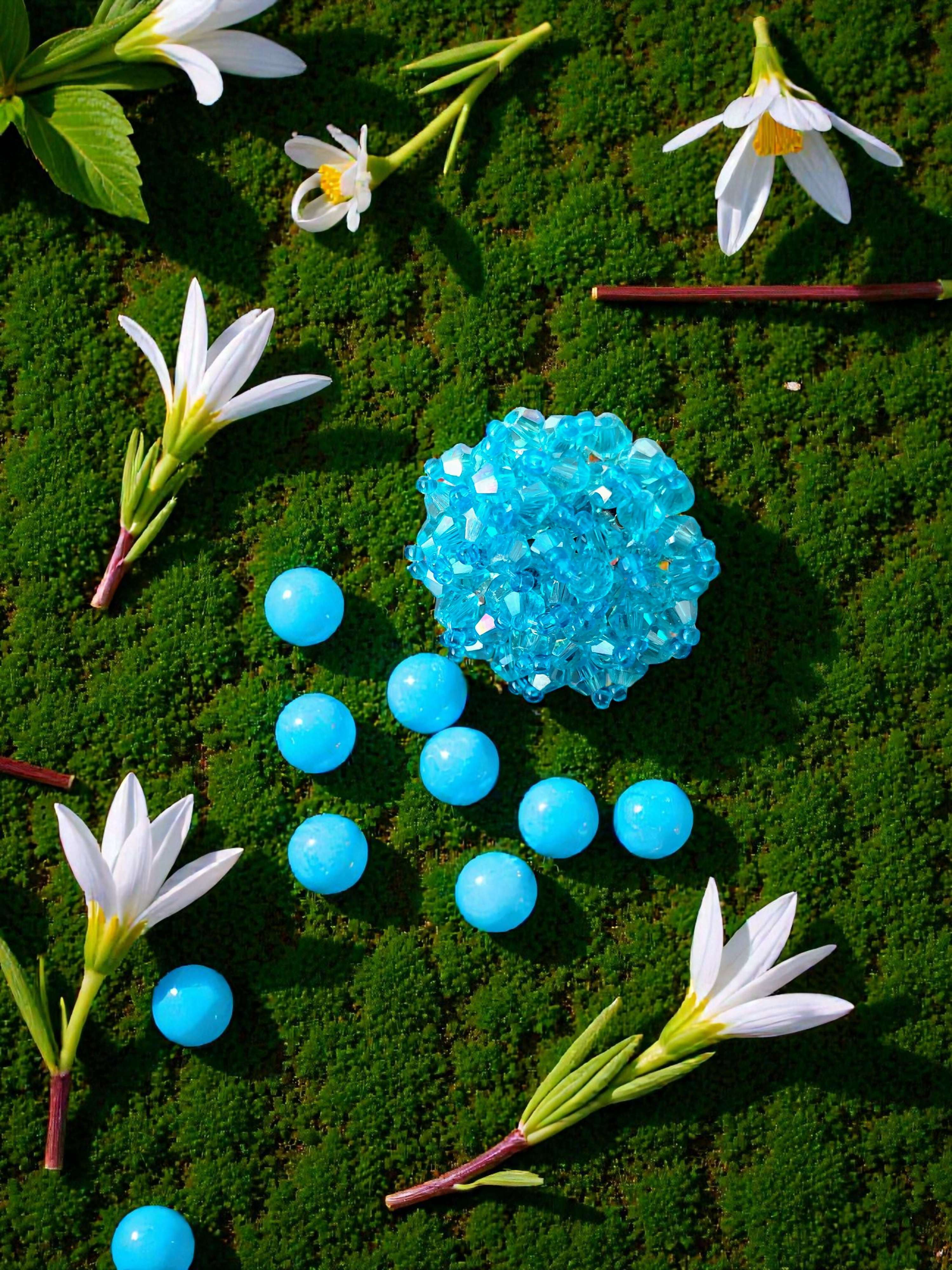 Inhanns Rang-E-Roshan Adjustable Ring – Handmade Crystal Statement Ring - Sky Blue Small - Distacart