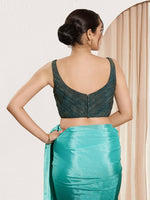 Thumbnail for Joban Fashion Fire Blue Tissue Padded Blouse With Sweetheart Neck Sleeveless - Distacart