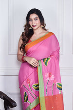 Thumbnail for Morchari Multicolour Cotton Handloom Mirror Work Saree Unstitched Blouse